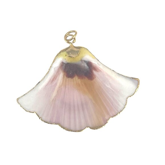 Gold Edged Natural Shell Pendant Charm 1.75 inch - Picture 3 of 6